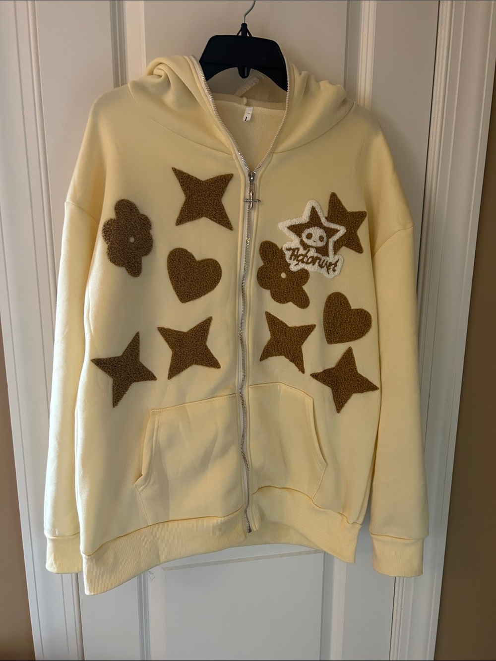 Floral, Heart and Stars Zip Up Sweater